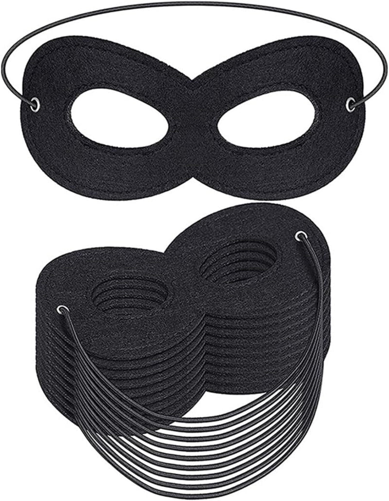 Black Superhero Felt Eye Masks, 6PCS Adjustable Elastic Rope Half Masks, Superhero Mask, Black Eye Mask for Party Cosplay Accessory (Black)