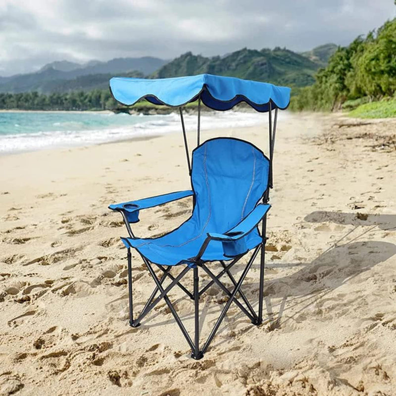 ALPHA CAMP Camp Chairs with Shade Canopy Chair Folding Camping Recliner Support 350 LBS