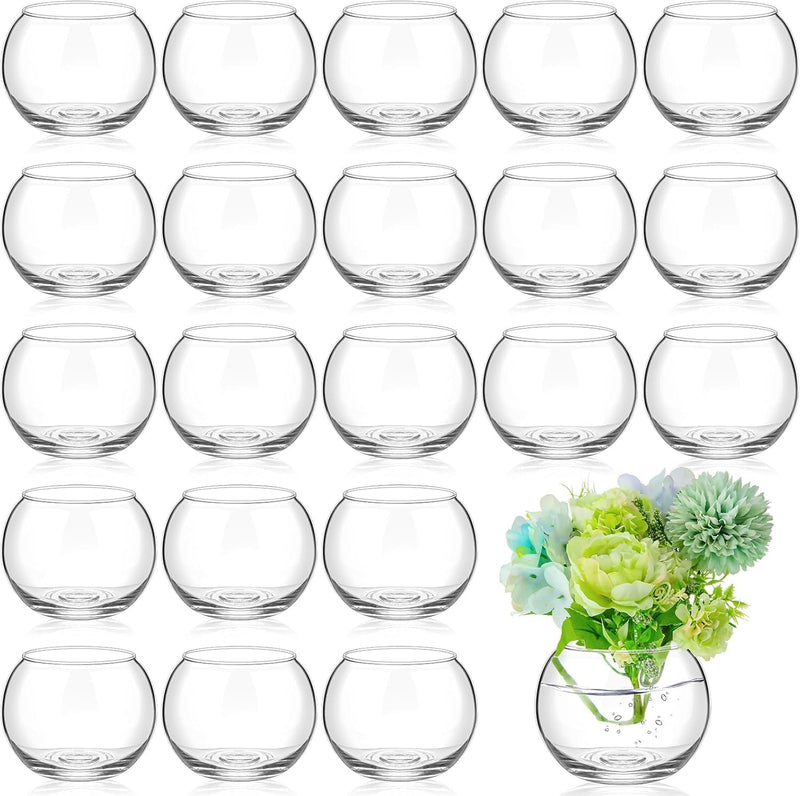 12 Pcs Fish Bowl Vase Glass Bubble Bowl Globe Glass Bowl Clear Bubble Vase round Terrarium Goldfish Bowl Globe Flower Vase Centerpiece for Weddings Events Arrangements Office Home, 3.3X2.8X3.5 Inch