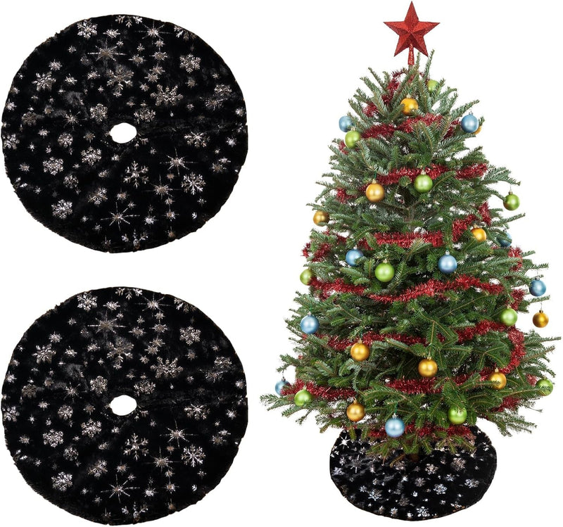 2 Pack Christmas Tree Skirt Decorations 15 Inch Mini Xmas Tree Skirt, Buffalo Plaid Tree Skirt for Family Christmas Party Holiday Decoration