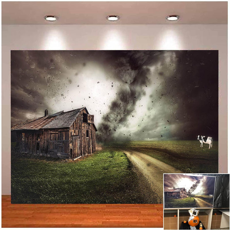 10X8Ft Fairy Tale Tornado Halloween Party Photography Backdrop Farm Grassland Photo Background Chalet Girl Children Birthday Party Decor Newborn Video Shooting Studio Props