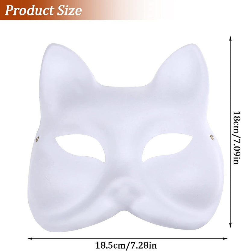 15 Pack Halloween Fox Mask White Paper Blank Mask DIY Animal Unpainted Craft Mask for Cosplay Masquerade Parties Costume Accessory DIY Face Masks for Mardi Gras, Masquerade, Halloween Party