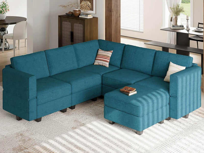 Belffin Small Sectional Sofa Modular L Shaped Couch 3 Seater Sectional Couch Convertible Chaise Ottoman with Storage Grey