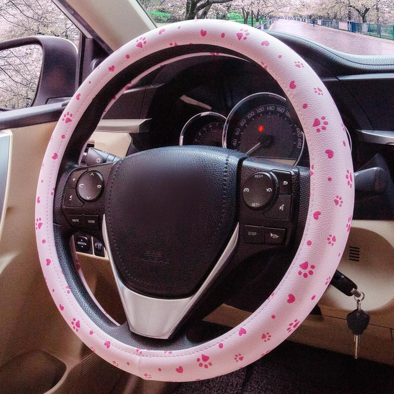 Evankin Sunflower Steering Wheel Cover Cute and Handmade,Leather Universal Steering Wheel Cover 15 Inch, Fashionable Boho Sunflower Car Accessories for Women,Top Girl Car Accessories