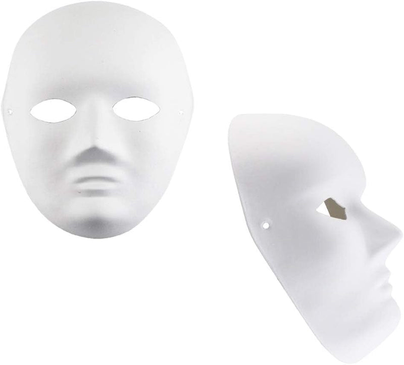 12 PCS DIY Full Face Masks, Paintable Paper Mask, White DIY Mask, Masquerade Mask, Mardi Gras Mask, Party Full Face Masks