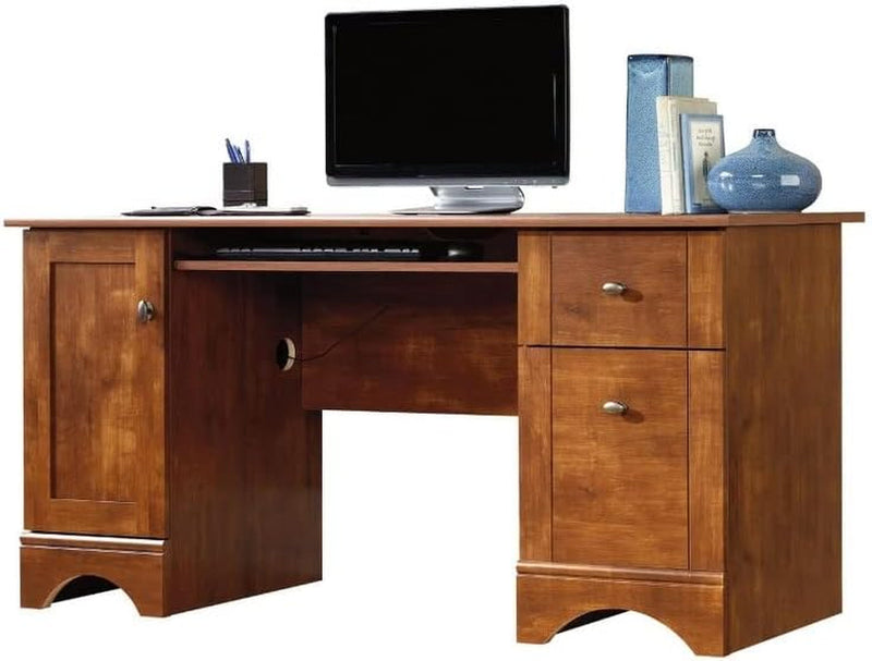 BOWERY HILL Wood Home Office Computer Desk with Tower Drawer in Brushed Maple