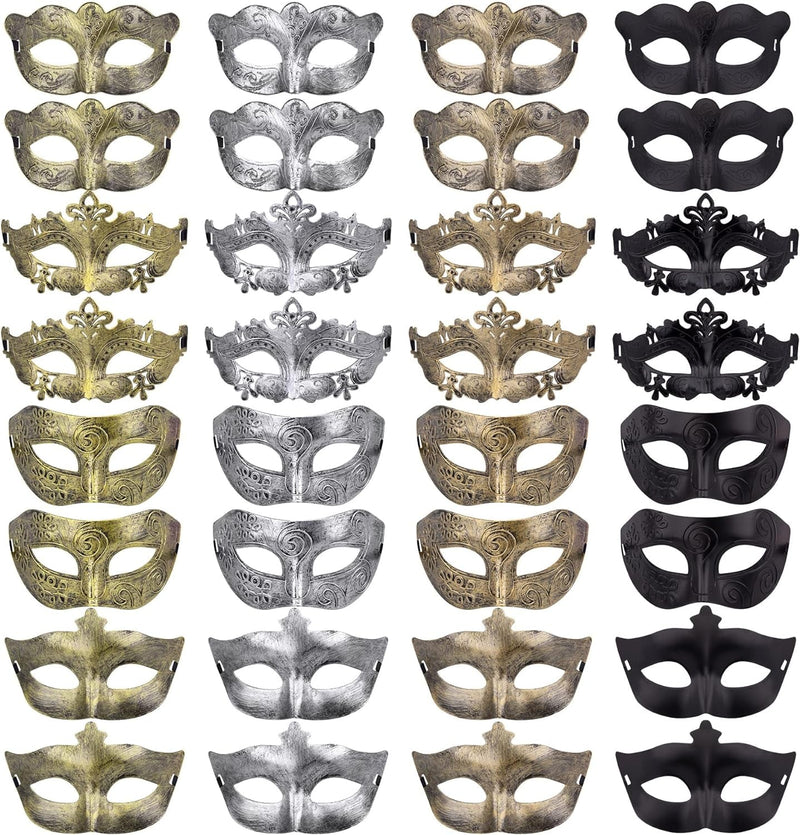 FEQO 32 Pieces Masquerade Masks Vintage Antique Masks Venetian Masks