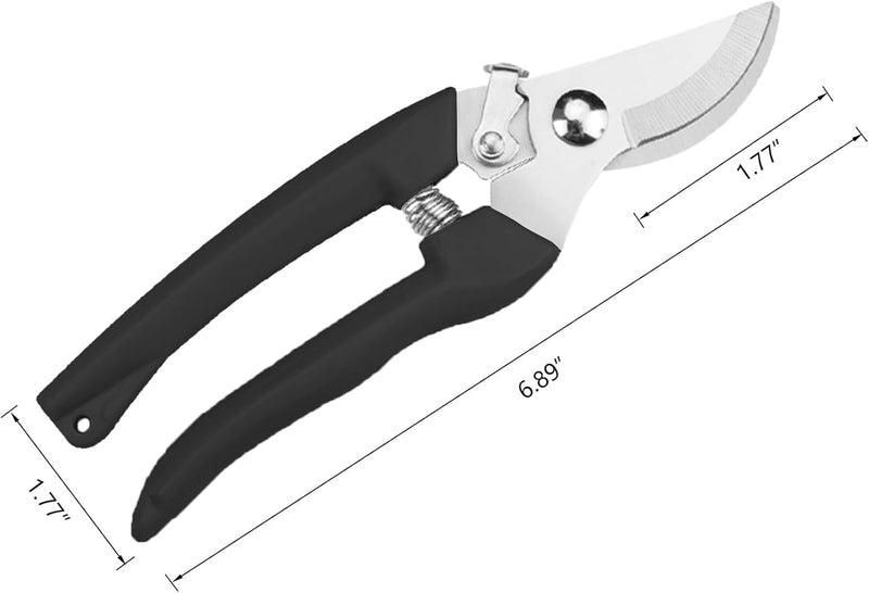 Garden Scissors for Plant, Tip Pruning Shears for Cutting Flowers, Trimming Plants, Bonsai and Fruits Picking (Black Bypass Blade Pruner)