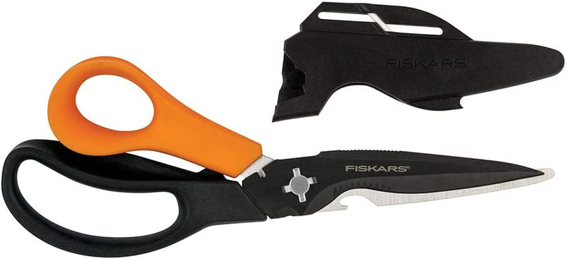 Fiskars Garden Scissors, 7-In-1 Garden Shears Multi-Tool with Sheath, Great for Plant Trimming, Cutting Nursery Pots, Bags, and Wire