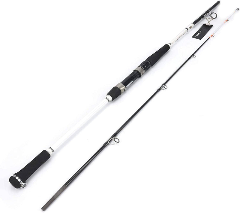Ecooda 2-Pieces Saltwater Offshore Casting/Spinning Carbon Fiber Boat Fishing Rod Portable Travel Fishing Rod with Pearlized Color Rod Tip (Length 6＇6＂/7＇6＂/8＇6＂ Max Drag 35/44/57 LB) Sporting Goods > Outdoor Recreation > Fishing > Fishing Rods ECOODA Black(SPINNING) Spinning6'6" 