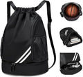 Drawstring Backpack Bag Beach Sports Yoga Gym Bag with Side Mesh Pockets, Basketball Bag with Shoes Compartment for Women Men