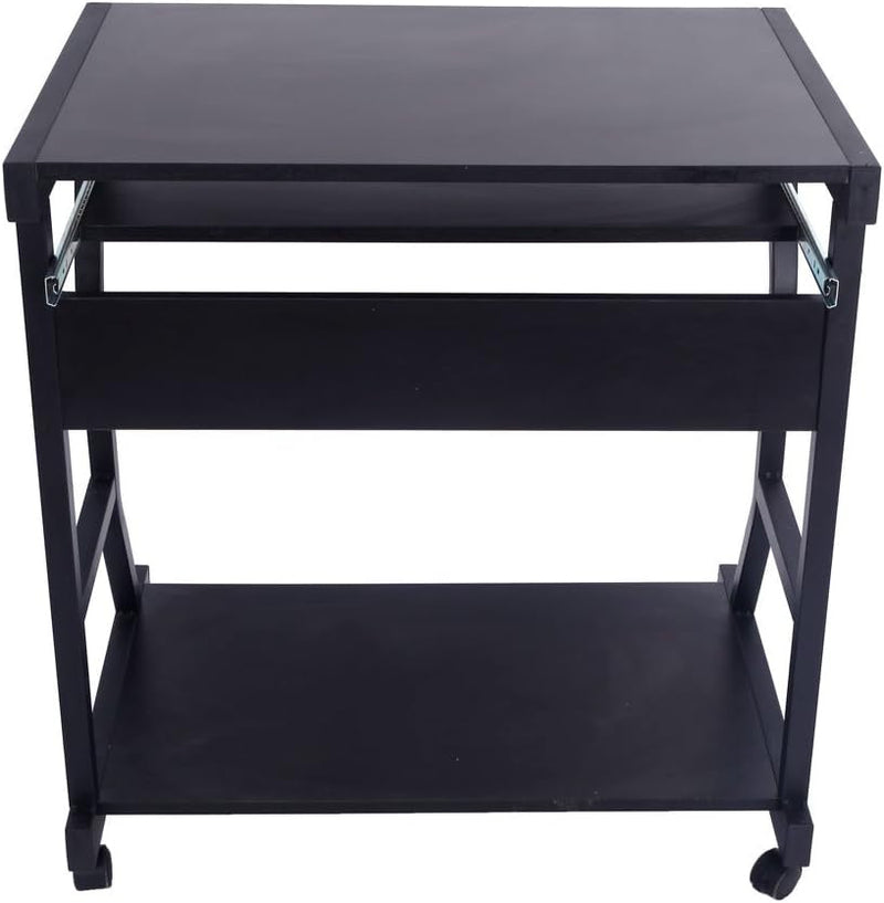 Computer Desk,Moveable Four-Wheel Computer Desk for Home Office, Sturdy Writing Desk,Black