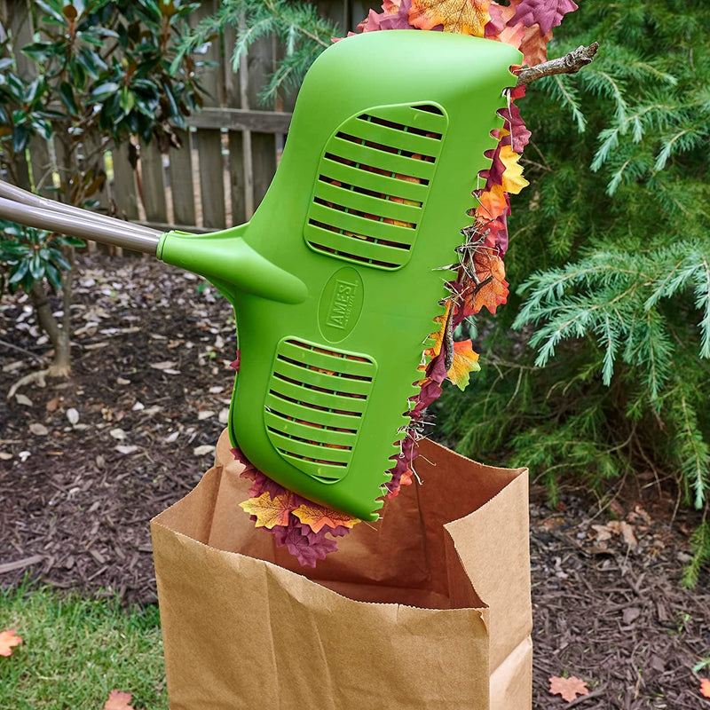 AMES Leaf Grabber Rake with Long Handle & Cushioned Grip for Leaves, Lawn Clippings, Twigs, Yard Waste