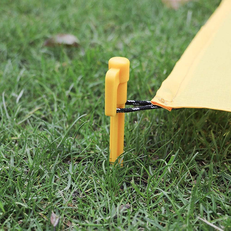 8Pcs Outdoor Camping Tent Stakes Pegs Pins Trip Plastic Tent Nails Yellow Tent Accessories