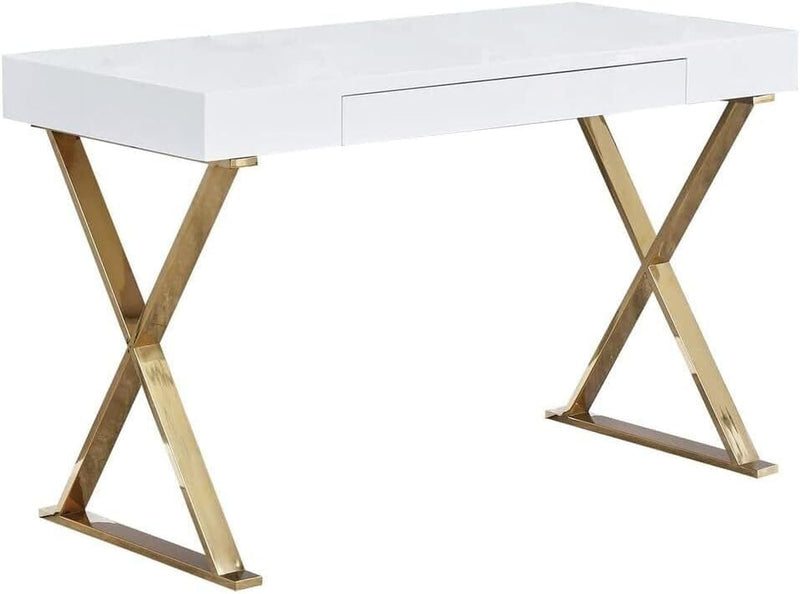 Best Master Furniture Bmodern Computer Desk, High Gloss, Gold