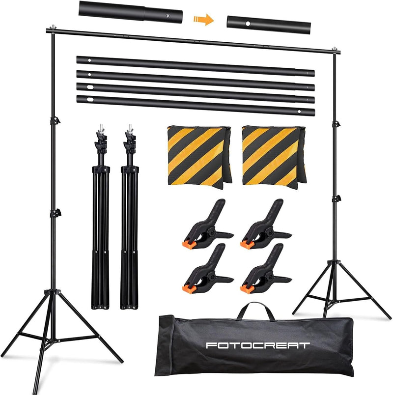 Backdrop Stand Kit 10X6.5Ft Adjustable Photography Photo Studio Background Support System with Carry Bag And,4 Backdrop Clip for Photoshoot,Parties,Wedding,Birthday,Baby Photo Shoot