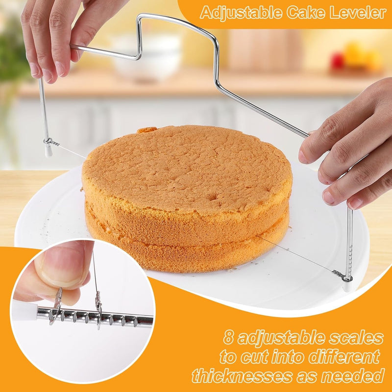 7PCS Cake Decorating Supplies Kit, Baking Supplies Set with Cake Turntable, Leverler, Straight & Offset Spatula and 3 Scrapers, Baking Accessories Tools for Beginners and Cake Lovers (7Pcs Set)