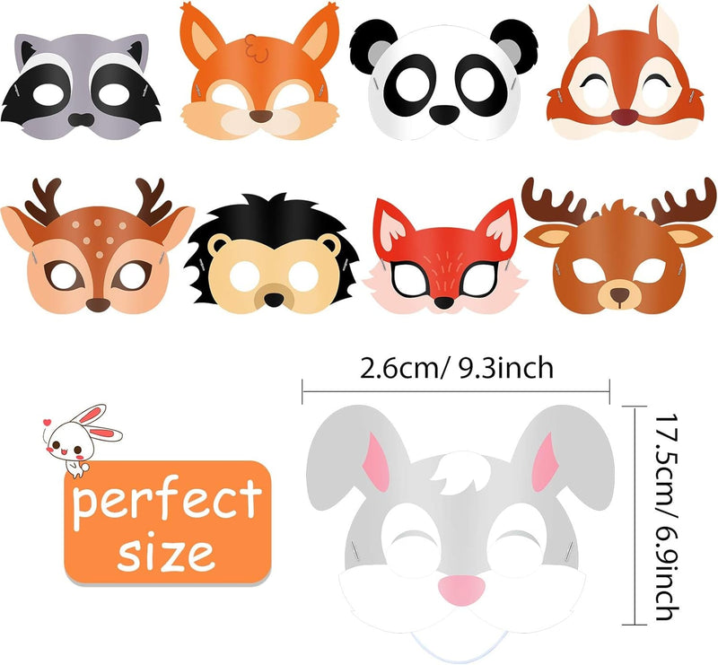 Blulu 12 Piece Kids Animal Masks Forest Friends Animals Cartoon Masks Jungle Woodland Animals Theme Costume Party for Animal Birthday Party Halloween Masks Dress-Up Party Favors Decoration Supplies