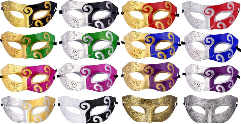 CISMARK Unisex Retro Masquerade Mask Mardi Gras Costume Party Acccessory(Pack of 16)