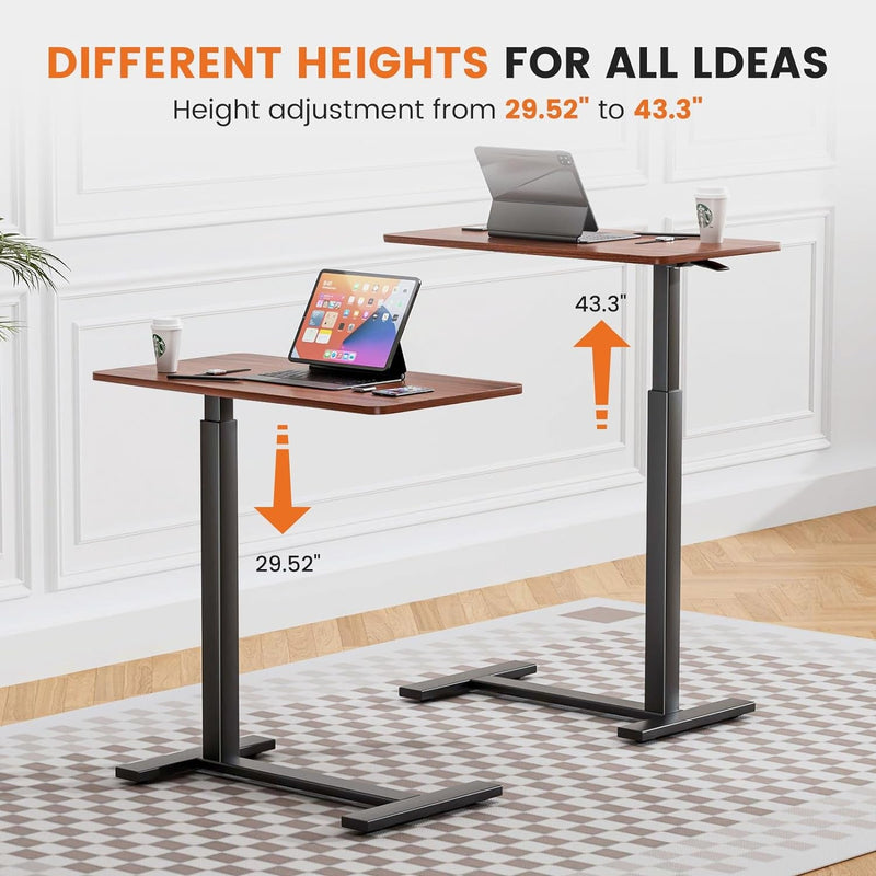 DUMOS Standing Rolling Desk Adjustable Height, Mobile Desk with Wheels Mobile Laptop Desk for Office, Home and Study