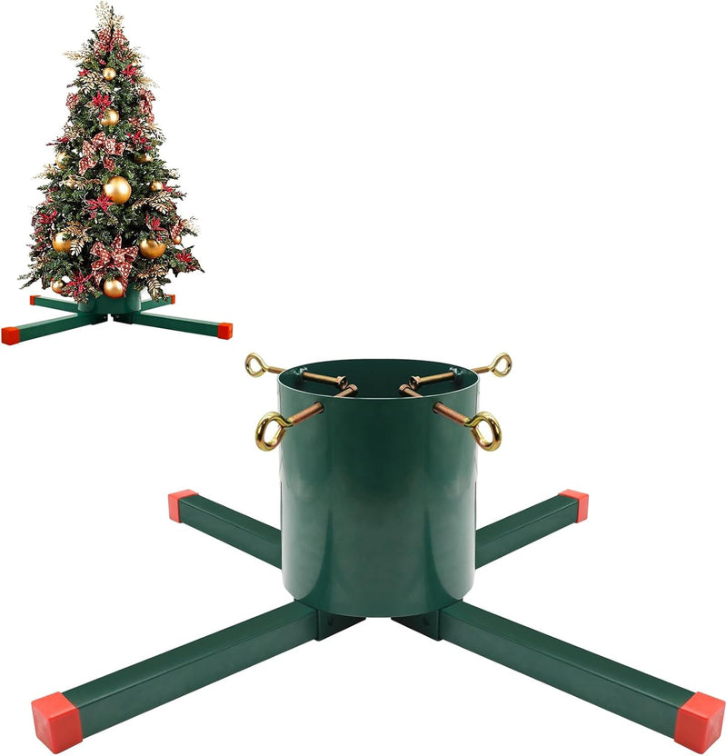 Christmas Tree Stand Base, Welded Steel Christmas Tree Stand, Christmas Tree Stand for Real Trees, Can Accommodate Live Trees 8 Feet Long, Green