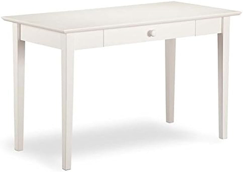 Allora 24" W X 48" D Mid-Century Solid Eco Friendly Wood Writing Desk with 1 Dovetail Drawer, Sturdy Hanger Bolt Leg, Assembly Required, for Home Office/Study Space, in White Finish
