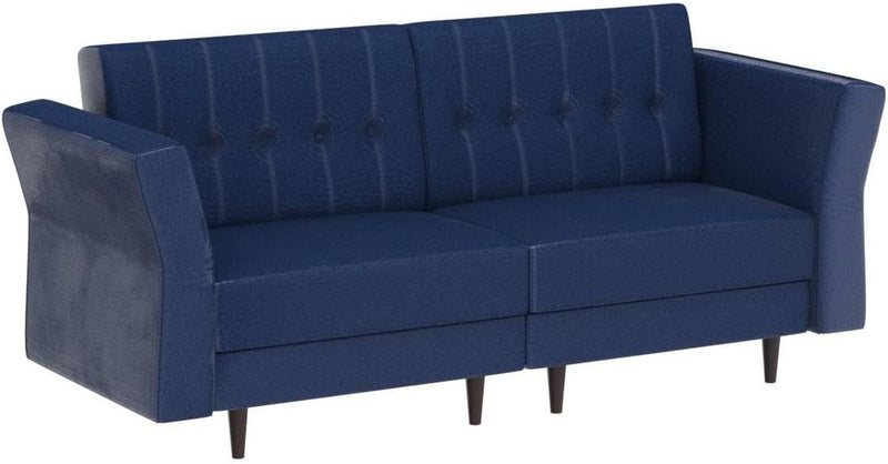 Belffin Velvet Convertible Futon Sofa Bed Memory Foam Futon Couch Sleeper Sofa Navy Blue