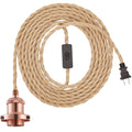 15.4Ft Pendant Light Cord Kit, Industrial Vintage Plug in E26 Socket Hanging Light with Switch, Hemp Rope Hanging Light Fixture for Pendant Lamp Farmhouse Lamp Cable DIY