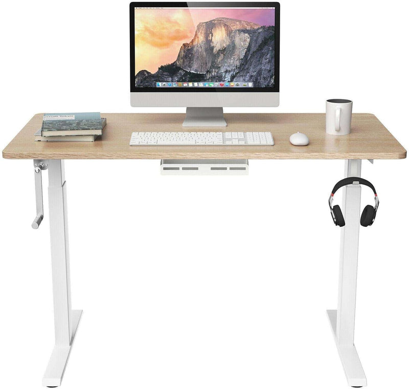 Dswqsit Stand Desk 48" Adjustable Standing Workstation W/Crank Handle White Mikalo Home Office Office Furniture Standing Desk Computer Desk Stand up Desk Gaming Desk Standing Desk Office Desk