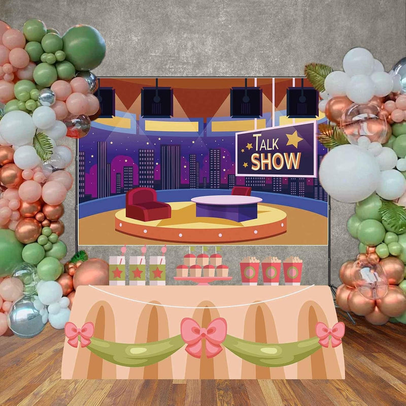 10X6.5Ft Direct Broadcasting Room TV Video Wall Photo Studio Background Teletorium Got Talk Talent Show Backdrop Children Birthday Graduation School Party Decoration Photography Back Drop