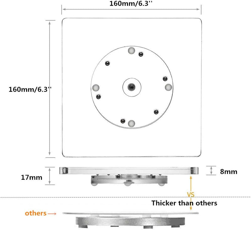 CY Craft Cookie Decorating Turntable with Anti-Slip Silicone Mat,Cup Cake Sugar Icing Cookie Decorating Supplies Tools,Clear Acrylic Small Lazy Susan Turn Table,6.3 X 6.3 Inch,Square,Pack of 1