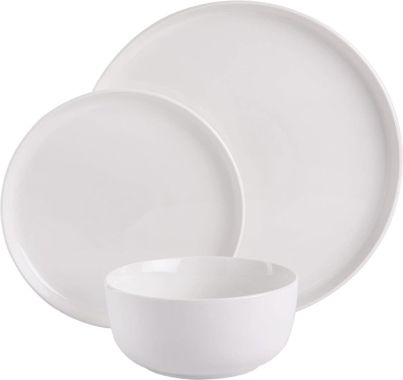 Gibson Home Oslo 12-Piece Porcelain Dinnerware Set, White,Service for 4 (12Pcs)