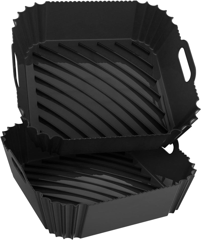 Air Fryer Silicone Liners Square 2 Pack 7.1 Inch Airfryer Liners 4-7 QT Reusable Air Fryer Liners Silicone Pot Oven Liner Baking Tray, Air Fryer Basket Silicone Mat Bowl Air Fryer Accessories Kitchen