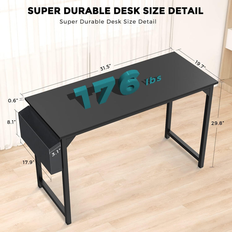 DUMOS 32 Inch Office Small Computer Desk Modern Simple Style Writing Study Work Table for Home Bedroom - Black