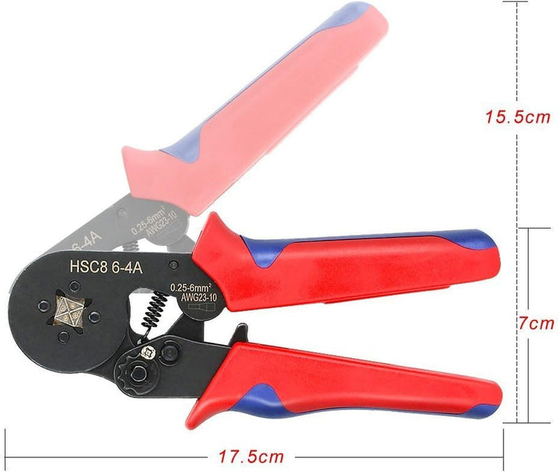 Crimper Tool Kit, Crimp Ferrule Including 800Pcs Insulated Wire Terminals New Hope Store Self Adjusting Crimping Plier Set Tool Guage HSC8 6-4A 0.25-6Mm², 23-10 AWG Red