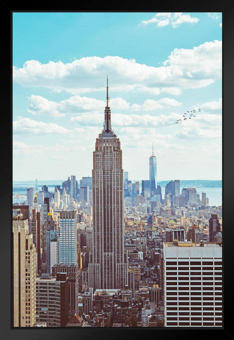 Empire State Building Midtown Manhattan New York City NYC Art Deco Skyscraper Photo Cool Wall Decor Art Print Poster 24X36 Home & Garden > Decor > Artwork > Posters, Prints, & Visual Artwork Poster Foundry Framed Art 12x18 