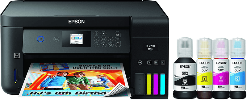 Epson EcoTank ET-2760 Wireless Color All-in-One Cartridge-Free Supertank Printer with Scanner and Copier Electronics > Print, Copy, Scan & Fax > Printers, Copiers & Fax Machines Epson ET-2750 (3-in-1 for Home, black)  