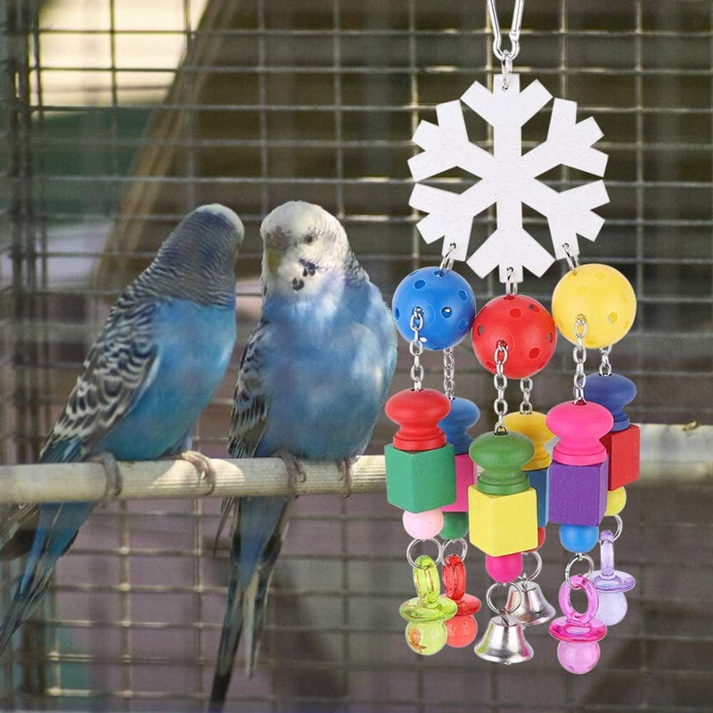 Eurobuy Bird Chewing Toy Bird Wooden Christmas Snowflake Pendant Hanging Swing Parrots Chewing Biting Playing Toy Cage Accessories Animals & Pet Supplies > Pet Supplies > Bird Supplies > Bird Cages & Stands Eurobuy   