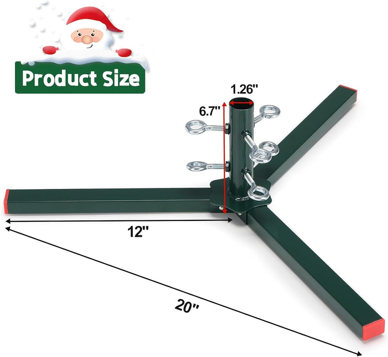 Christmas Tree Stand for Artificial Trees, Christmas Tree Base for 4 Ft to 8 Ft Artificial Trees, Fits 0.5-1.25 Inch Tree Pole, Green