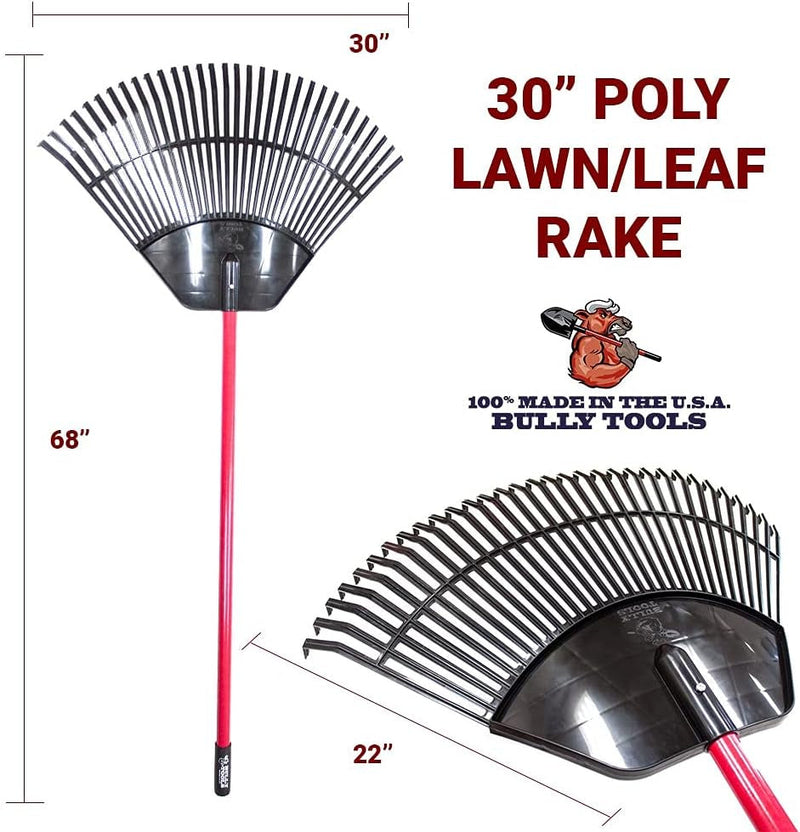 Bully Tools 92630 Poly Lawn and Leaf Rake with Fiberglass Handle, 31-Inch