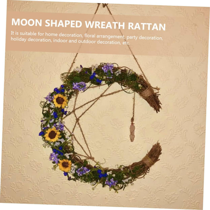 BESTOYARD 6 Pcs Rattan Garland Crescent Moon Grapevine Wreath Moon 8 Inch Garland Wedding Hanging Wreath Miniture Decoration Wedding Decorations Vine Branch Rattan Modeling Artificial Flower Iron