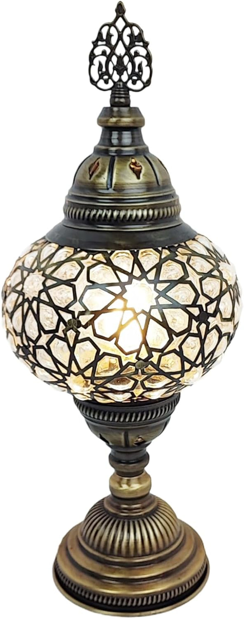 Angora Elif Small Decorative Table Lamp | 100% Handmade in Turkey, Blown Glass, Mediterranean, Turkish Moroccan Mosaic Table Lamps, Vintage Desk Lamps | 13.38 Inches Tall