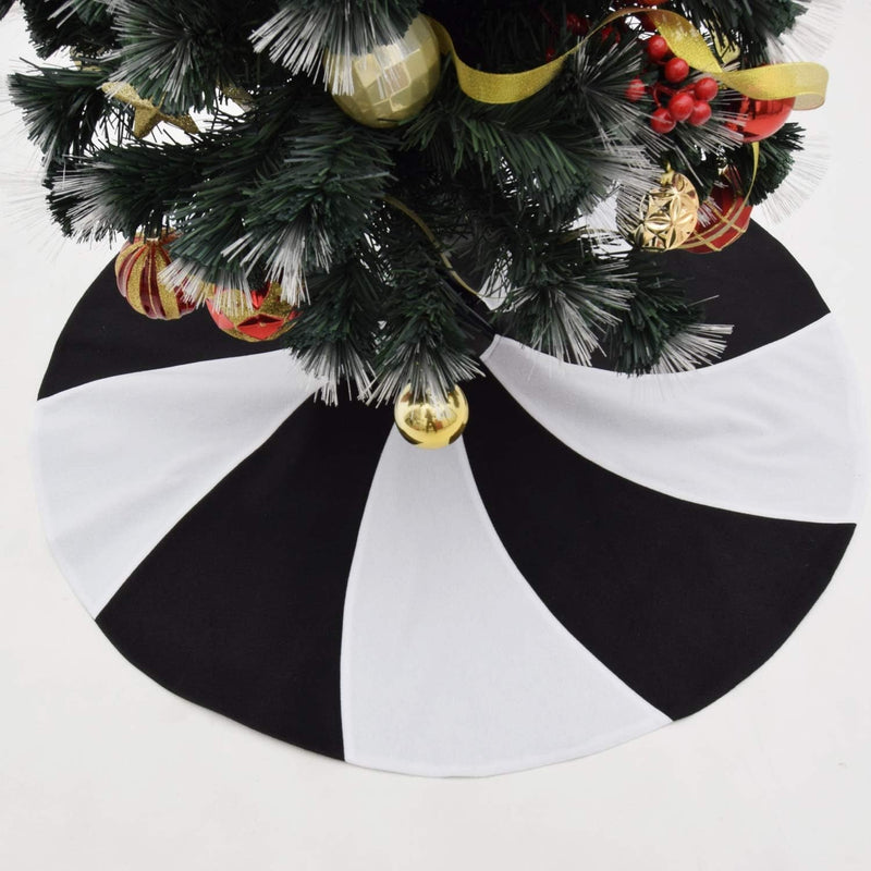 Gireshome Patchwork Black and White Polar Fleece Lollipop Design Christmas/Halloween Tree Skirt ,Xmas Tree Decoration Merry Christmas Supplies Christmas Decoration-36Inch