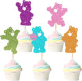 36 PCS Baby Shower Bear Cupcake Toppers Selection Baby Bear Theme Baby Shower Decorative Supplies Jungle Animal Theme Baby Shower Birthday Party Cake Decorative Supplies Blue