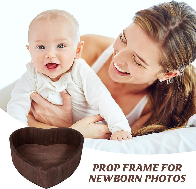 1Pc Heart Shaped Photography Props Baby Newborn Photoshoot Props Kid Photo Infant Baby Basket Kids Studio Posing Prop Baby Clothes Newborn Simple Wood