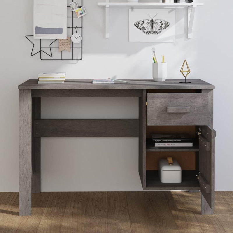Desk Light Gray 44.5"X19.7"X29.5" Solid Wood Pine, Office Desks & Workstations, Study Desk, Dressing Table, Desk Table for Study, Bedroom, Office