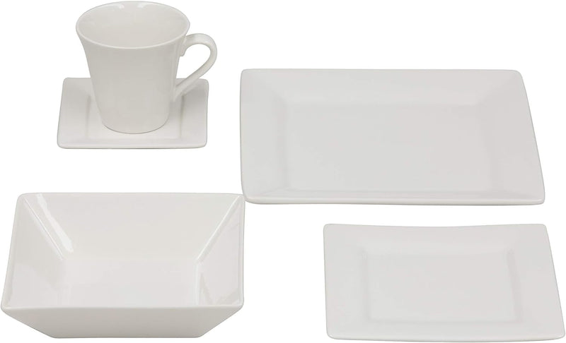 10 Strawberry Street Nova Square 30 Pc Dinnerware Set, Cream White