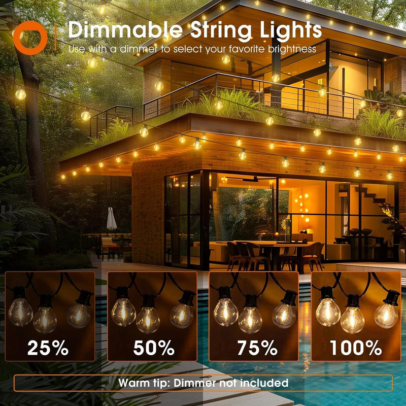 Addlon 100Ft(2-Pack*50Ft) LED Outdoor String Lights, G40 Globe Patio Lights 2200K Dimmable with 54 Shatterproof Bulbs(4 Spare), Vintage Waterproof Connectable Hanging Lights for Backyard House Party