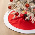 Glitzhome 48" D Red and White Felt Christmas Tree Skirt,Red Xmas Tree Mat Cover Ornaments Tree Rug for Holiday Party Home Christmas Decoration