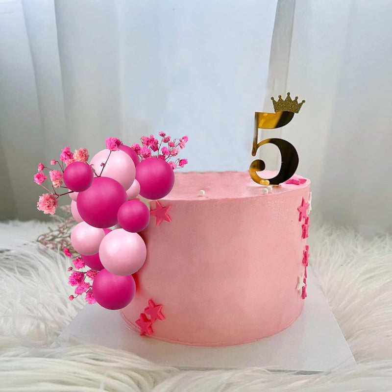 22 PCS Hot Pink Girl Cake Toppers Girl Theme Cake Decoration for Wedding Birthday Baby Shower Party Decoration Supplies